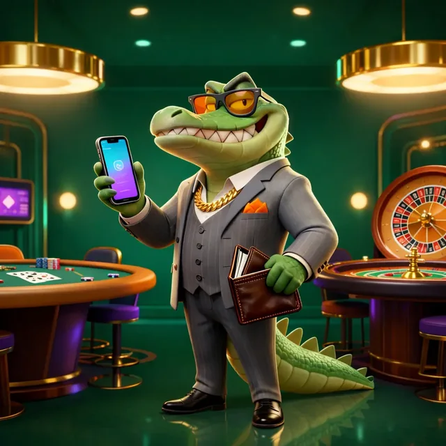 The AvaBet mascot holding a mobile phone