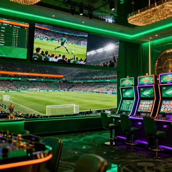 Football screens in an AvaBet sports lounge